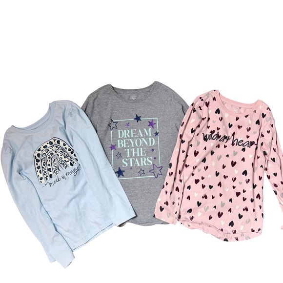 Member's Mark Other - Kids Long Sleeve T Shirts Lot 3 Rainbow Stars Hearts Graphic Tops